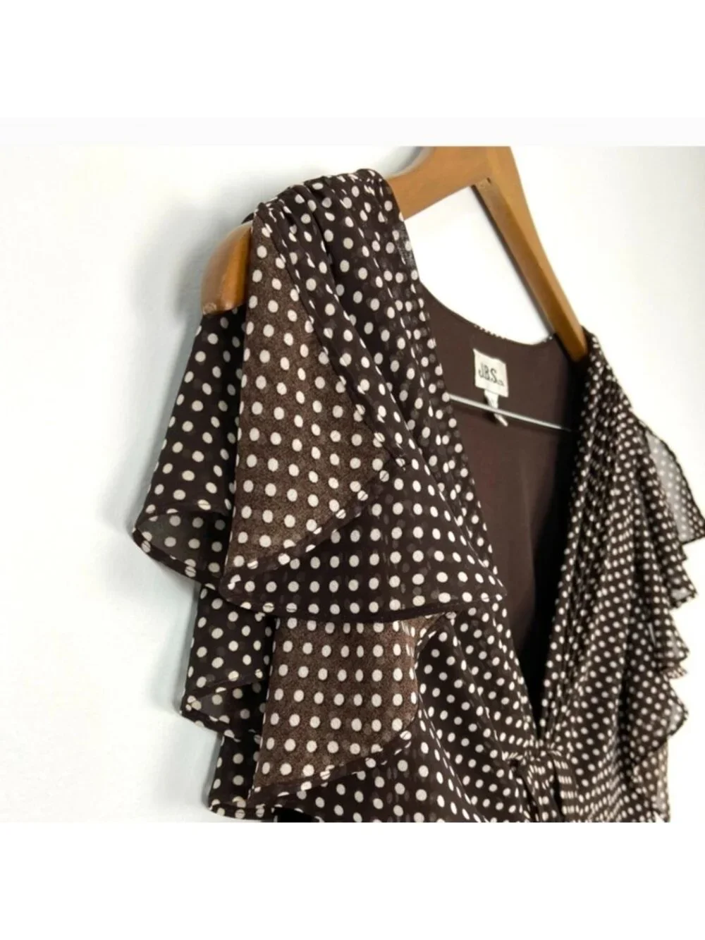 Vintage Brown J.B.S LTD Polka Dot Ruffle Dress